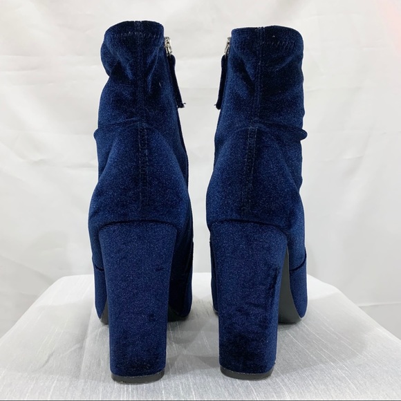 Steve Madden Shoes Steve Madden Blue Velvet Sock Booties Poshmark